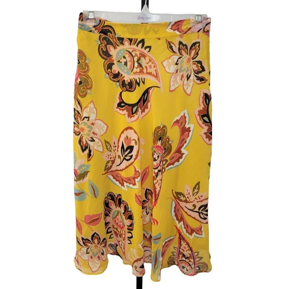 Tahari Georgette Paisley Lined Skirt Size Small
